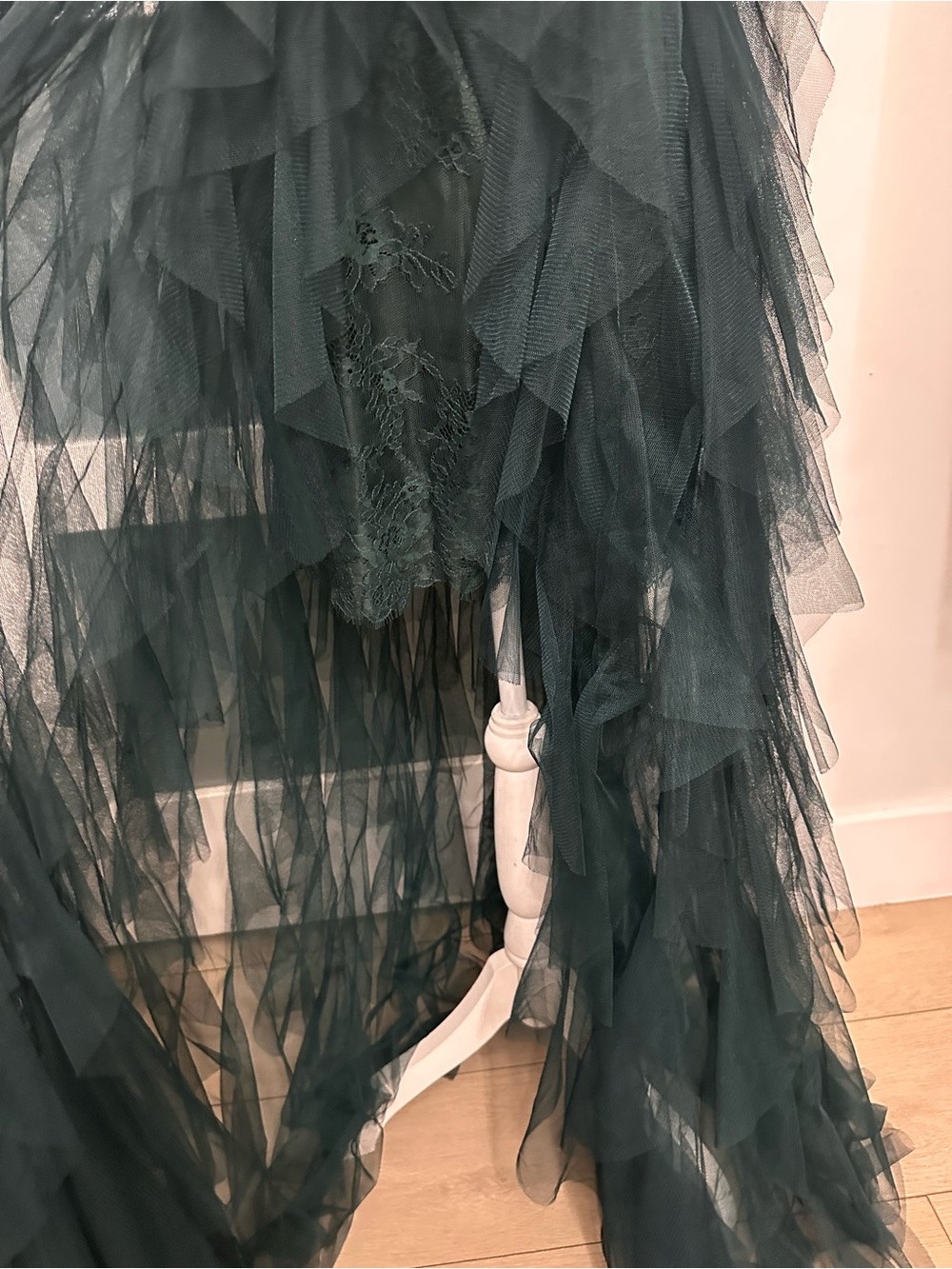 Alrar’d State Evelinah Ruffle Tulle Maxi Dress Hunter Green Medium Fairycore NWT - Picture 6 of 11